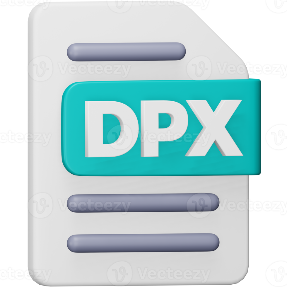 Dpx file format 3d rendering isometric icon. png