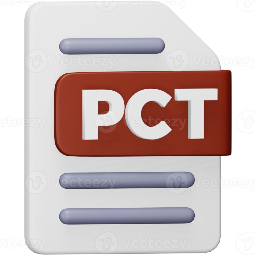 Pct file format 3d rendering isometric icon. png