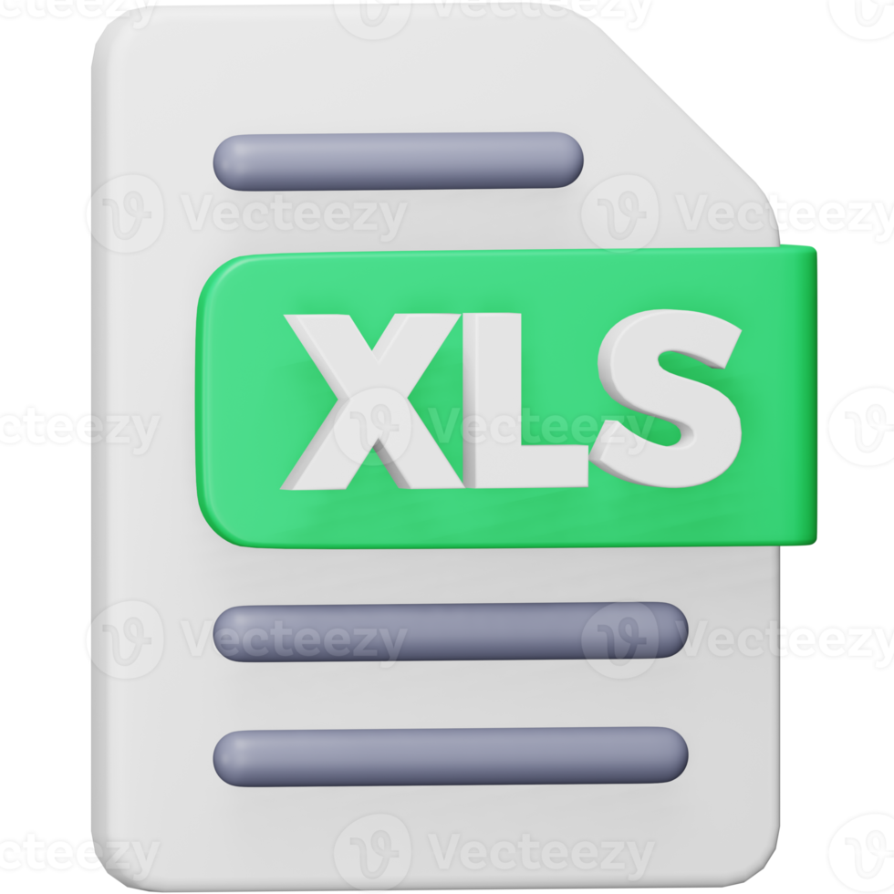 Xls file format 3d rendering isometric icon. png