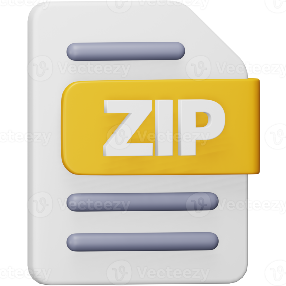 Zip file format 3d rendering isometric icon. png