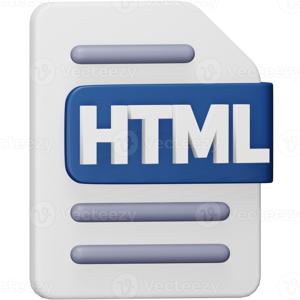 Html file format 3d rendering isometric icon. png