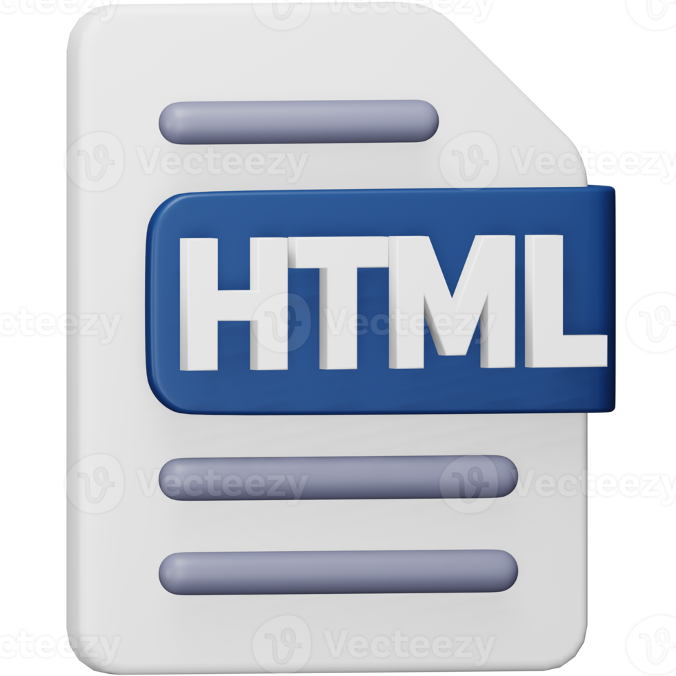 HTML-Dateiformat 3D-Rendering isometrisches Symbol. png