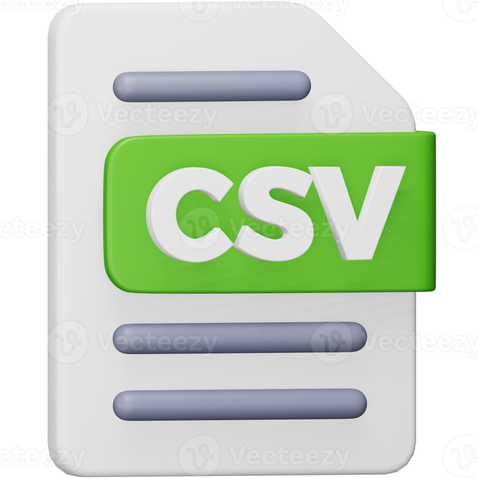 Csv file format 3d rendering isometric icon. png