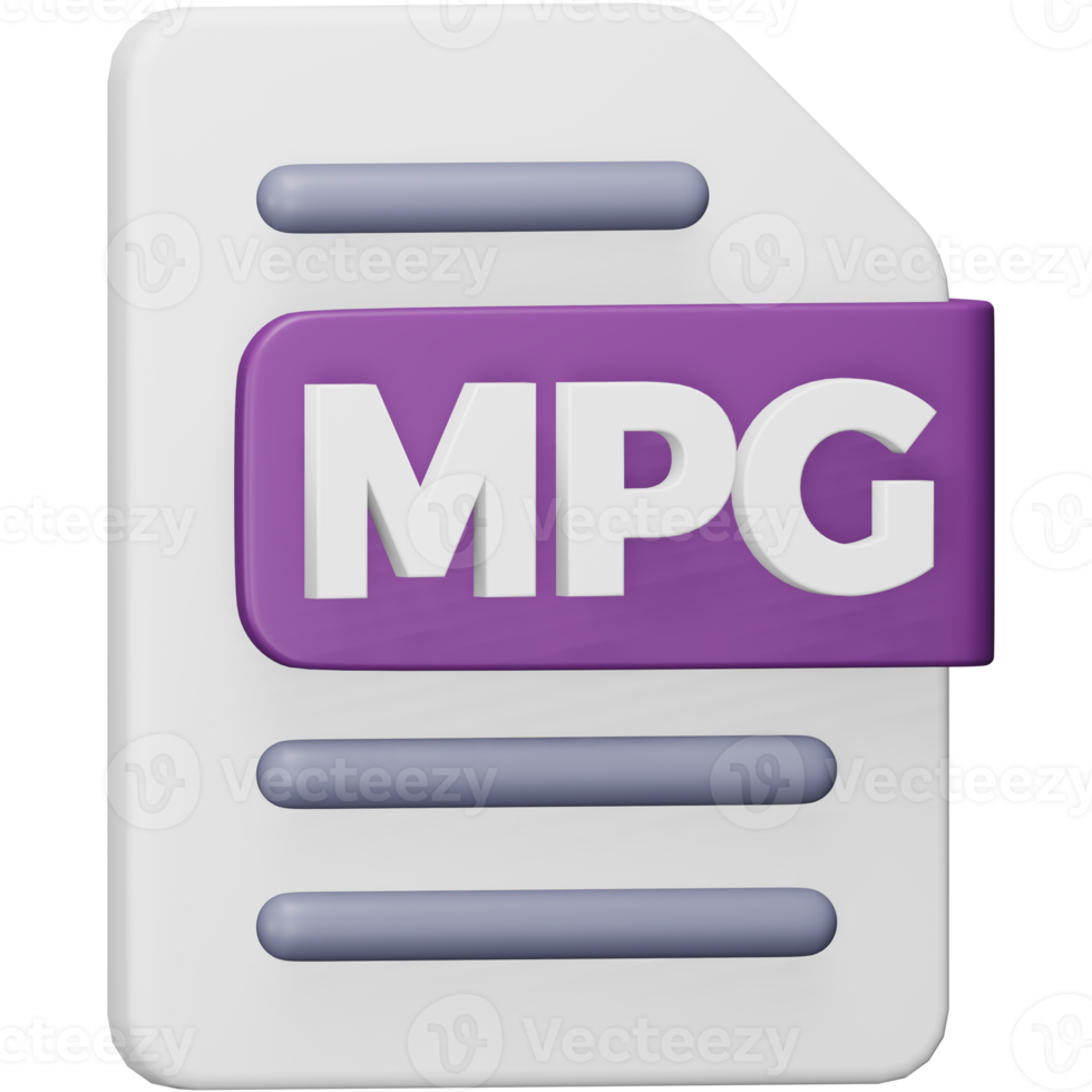 Mpg file format 3d rendering isometric icon. png