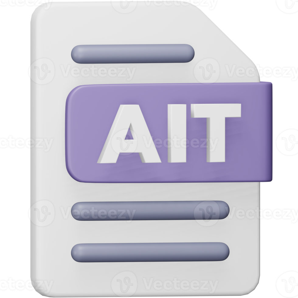 ait-Dateiformat 3D-Rendering isometrisches Symbol. png