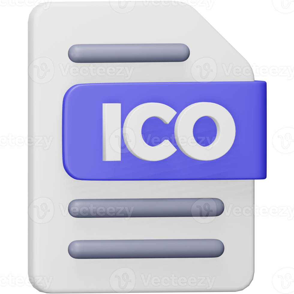 Ico file format 3d rendering isometric icon. png