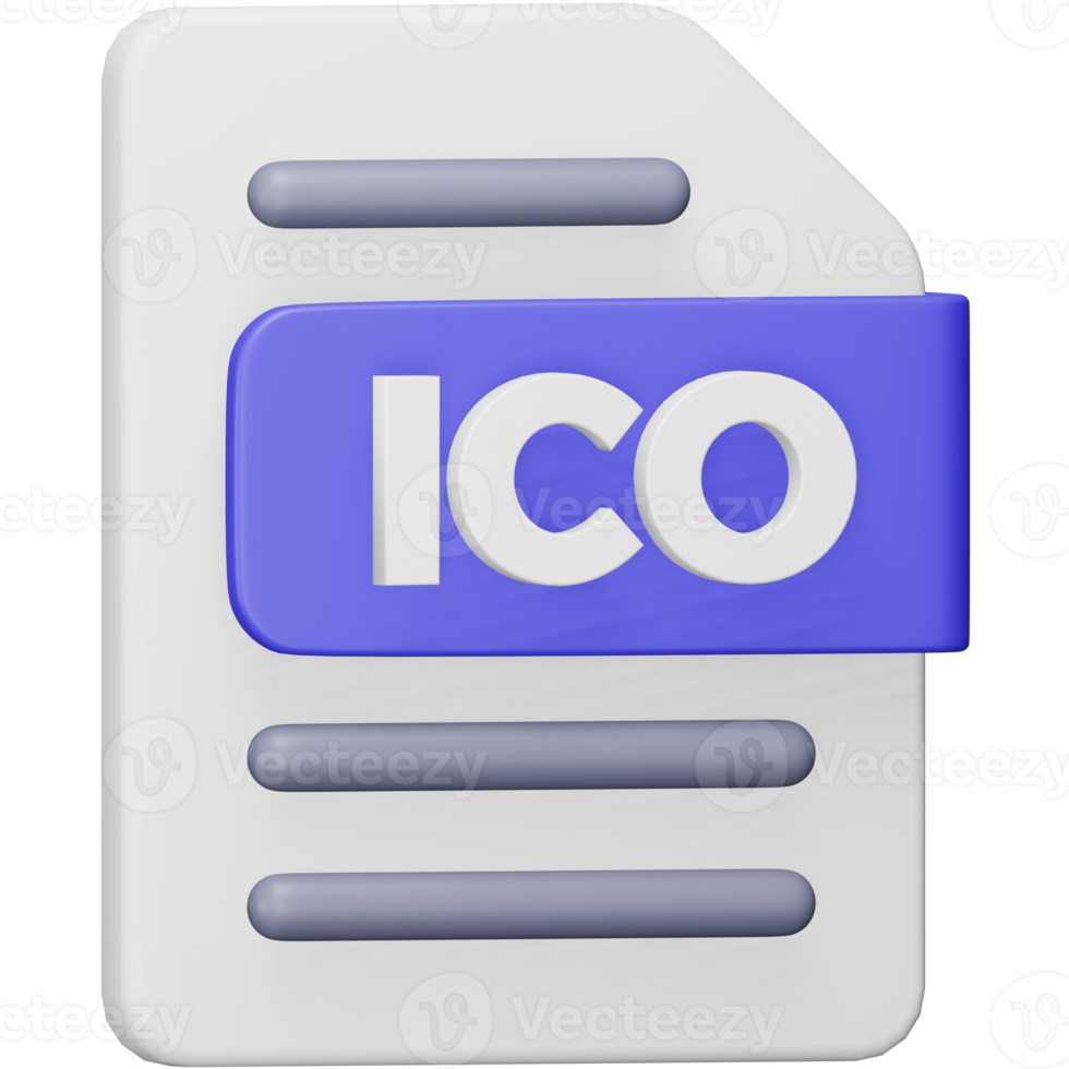 Ico file format 3d rendering isometric icon. png