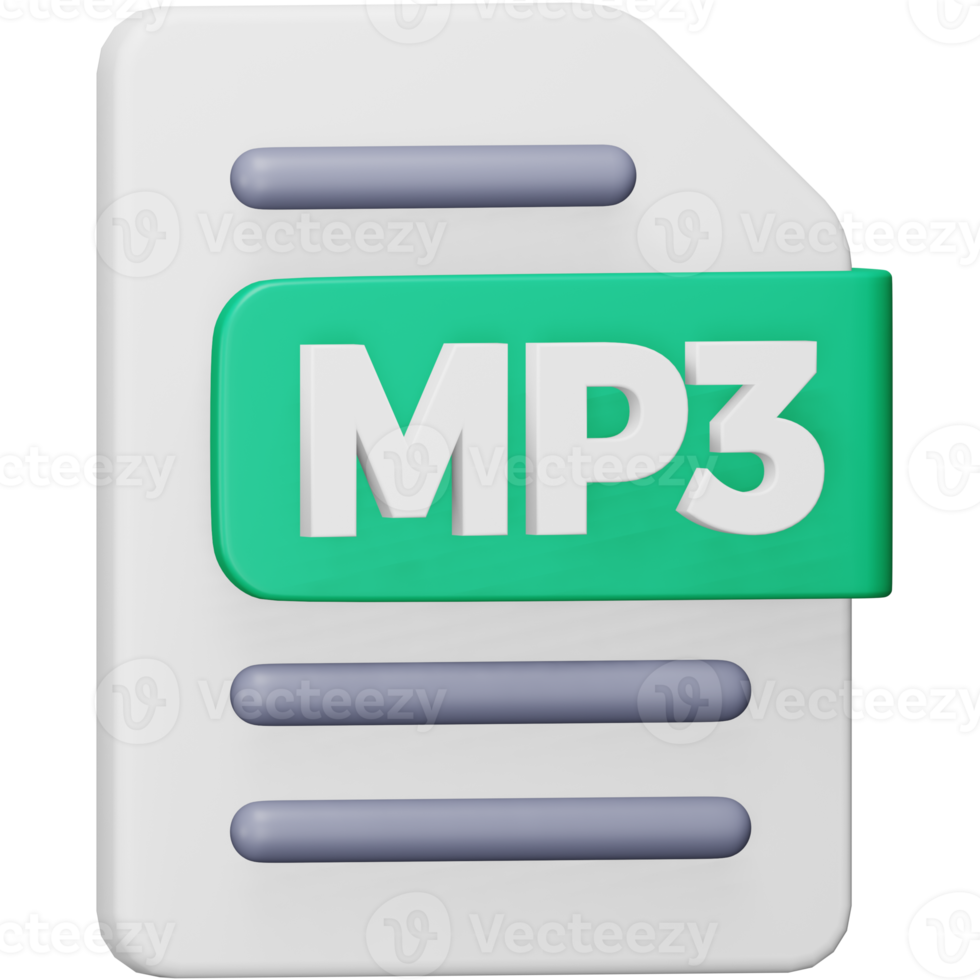 Mp3 file format 3d rendering isometric icon. png