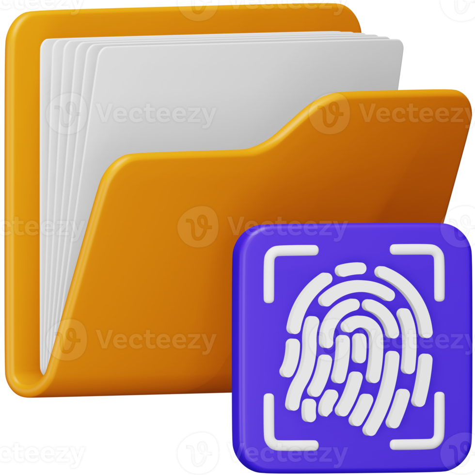 Fingerprint folder 3d rendering isometric icon. png
