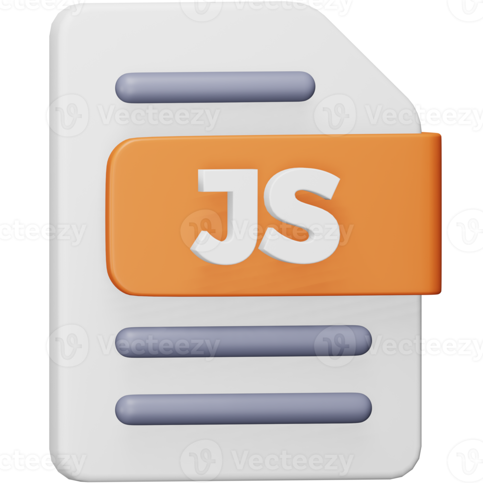 Js file format 3d rendering isometric icon. png