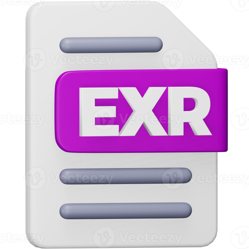 Exr file format 3d rendering isometric icon. png