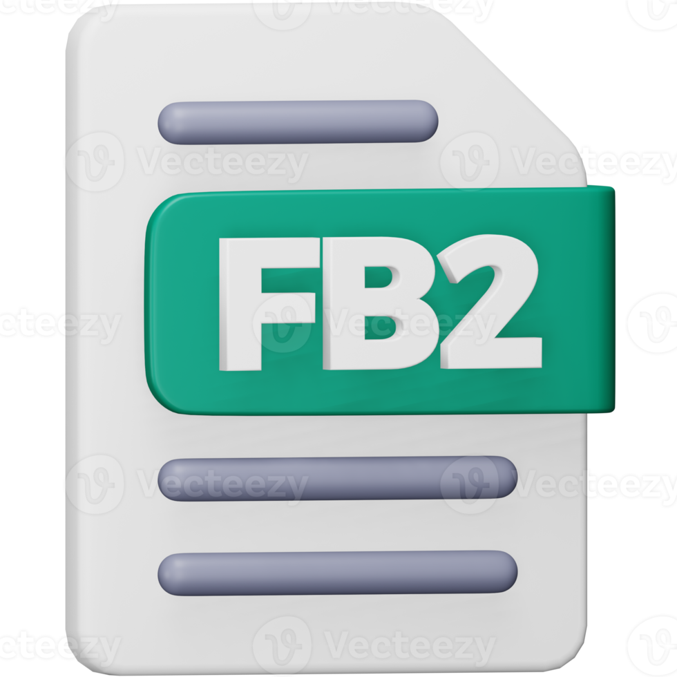 fb2-Dateiformat 3D-Rendering isometrisches Symbol. png