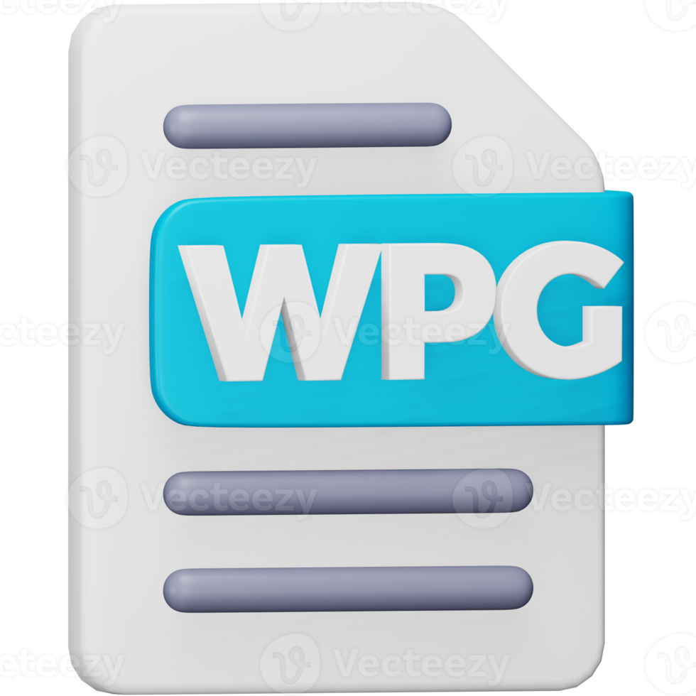 Wpg file format 3d rendering isometric icon. png