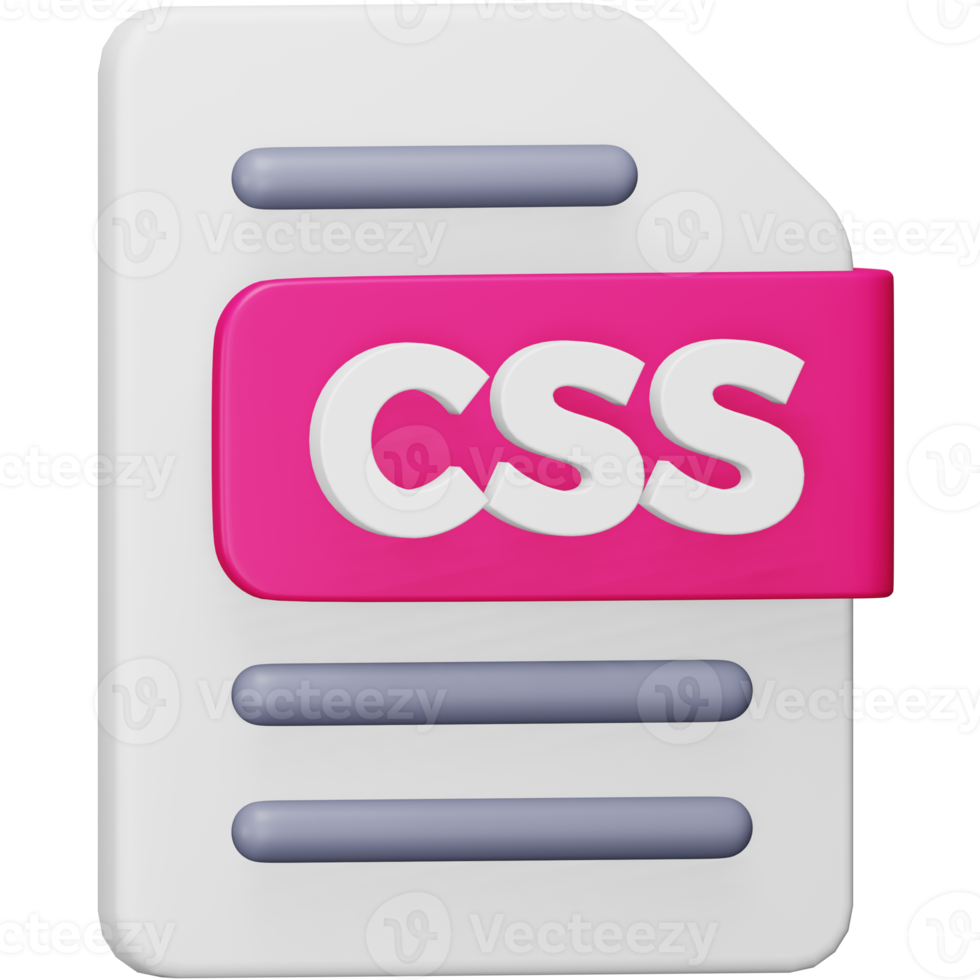 CSS-Dateiformat 3D-Rendering isometrisches Symbol. png