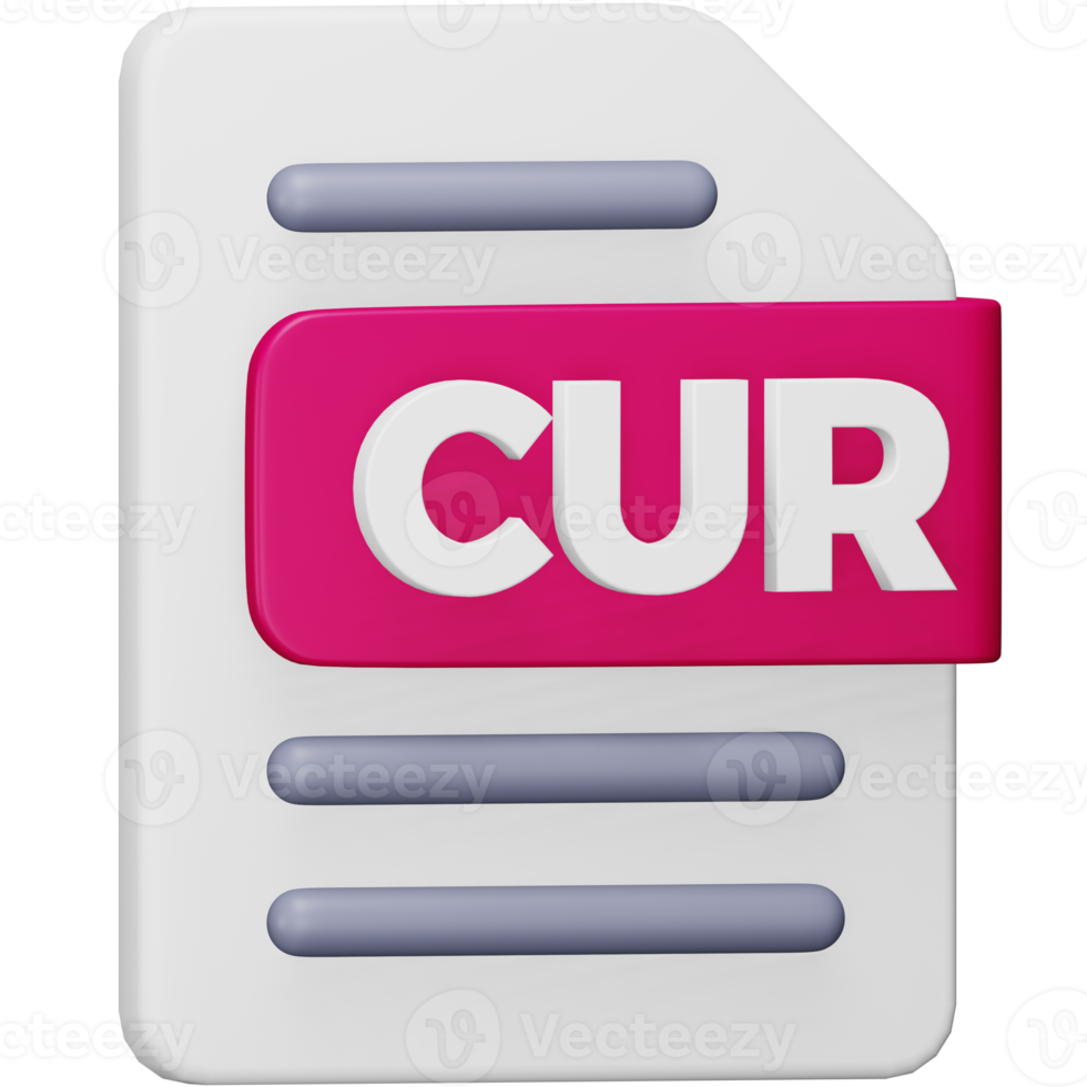 Cur file format 3d rendering isometric icon. png