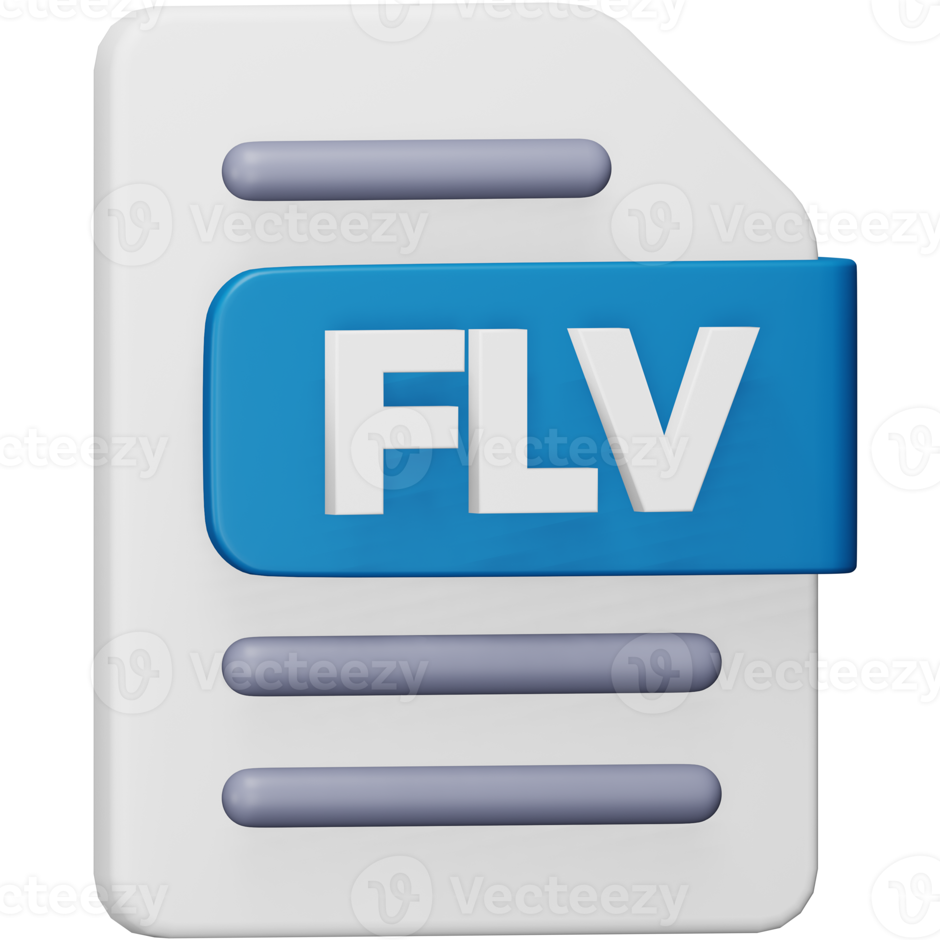 Flv file format 3d rendering isometric icon. 15081397 PNG
