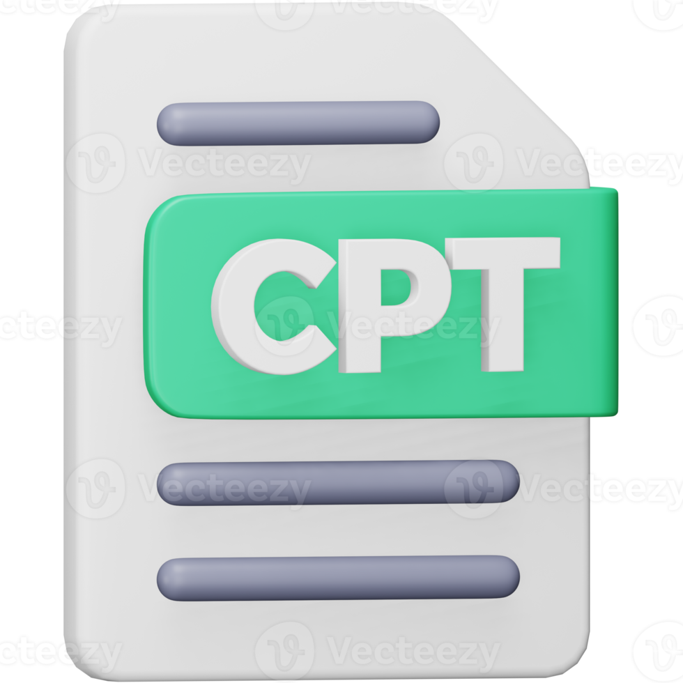 Cpt file format 3d rendering isometric icon. png