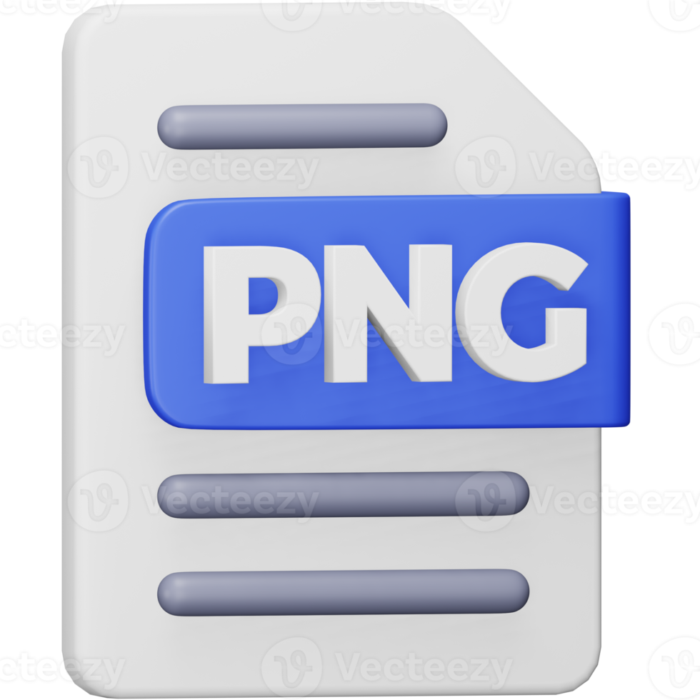 Png file format 3d rendering isometric icon.