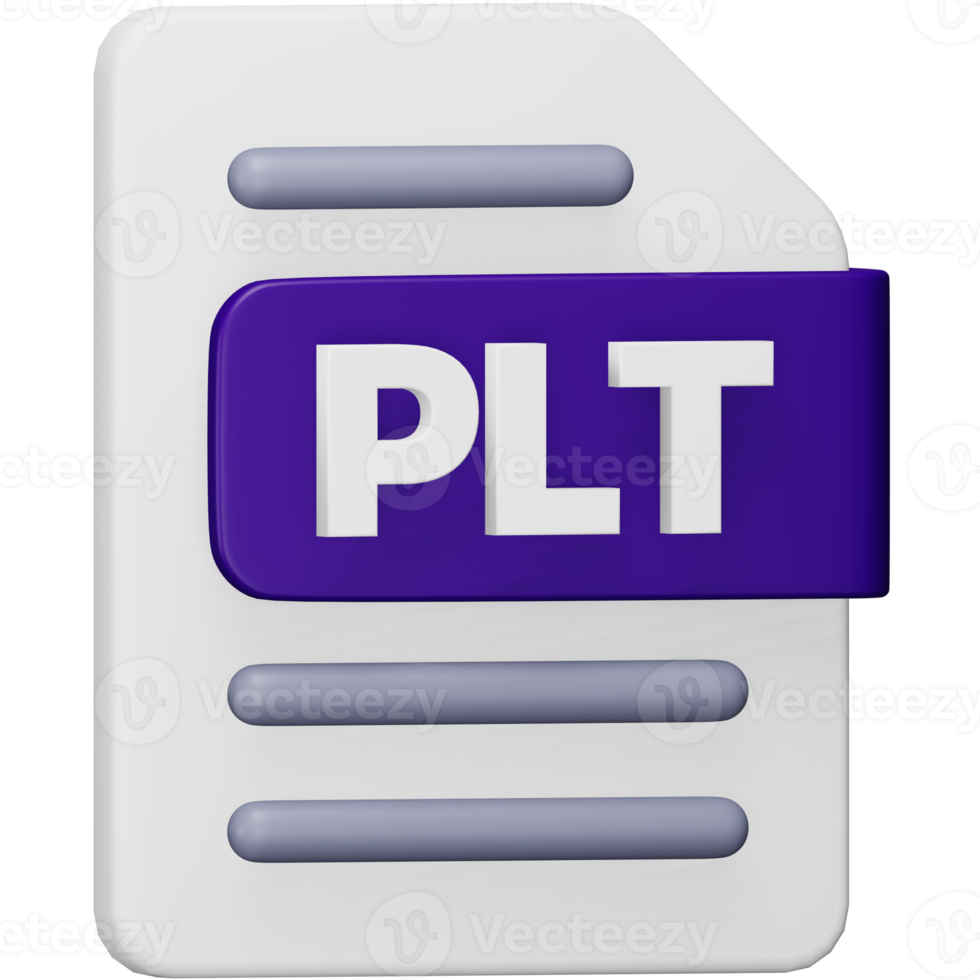 Plt file format 3d rendering isometric icon. png
