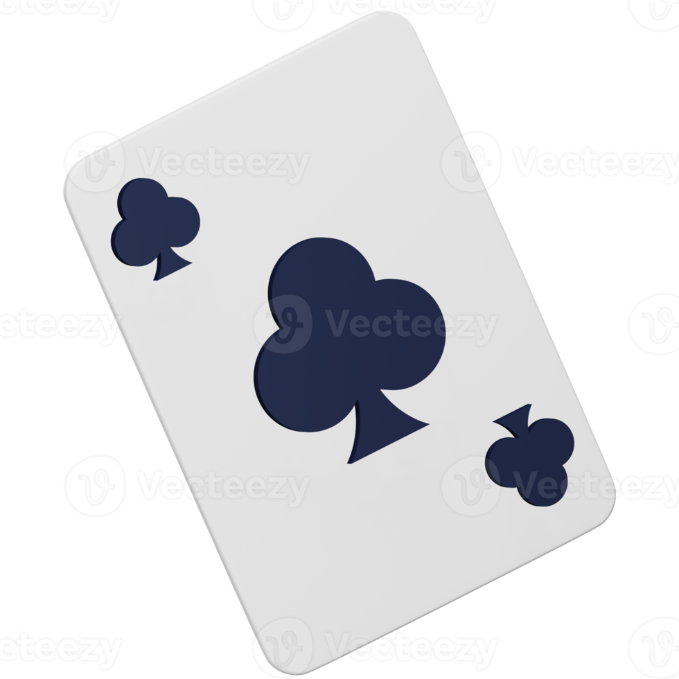 Club poker playing card 3d rendering isometric icon. png