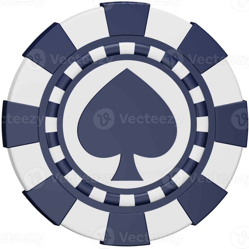 Casino chip spade 3d rendering isometric icon. png