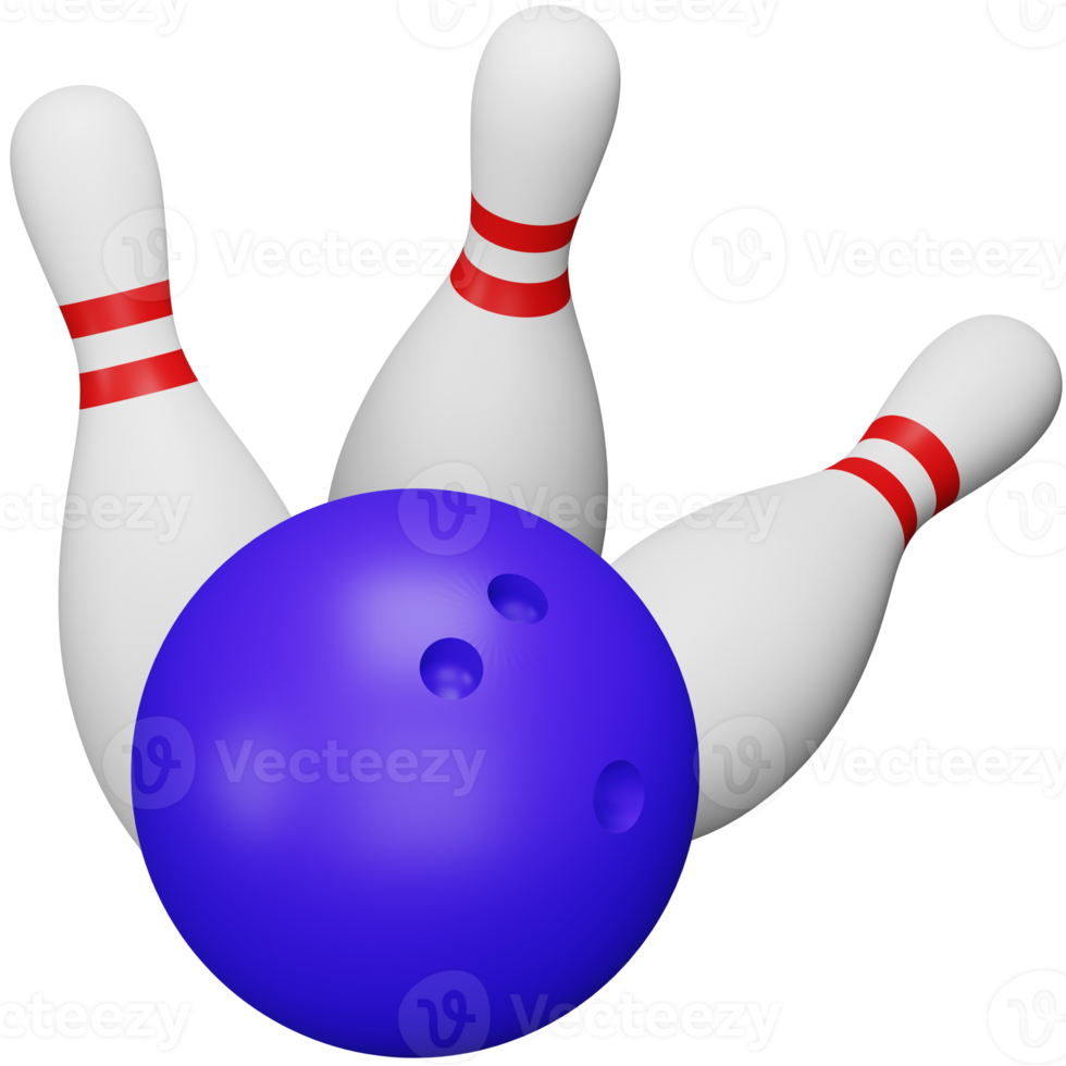 Bowling Streik 3D-Rendering isometrisches Symbol. png