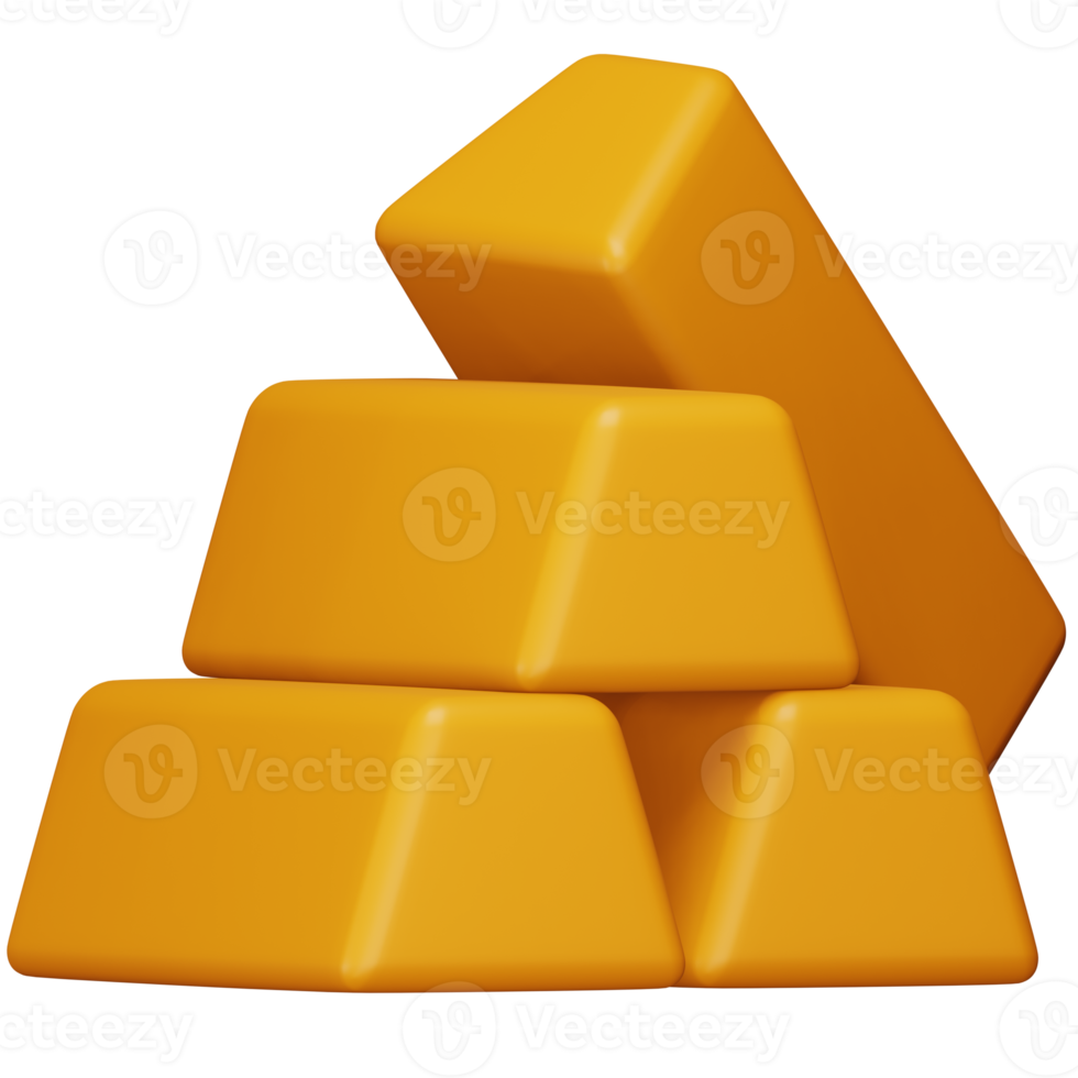 Gold bar 3d rendering isometric icon. png