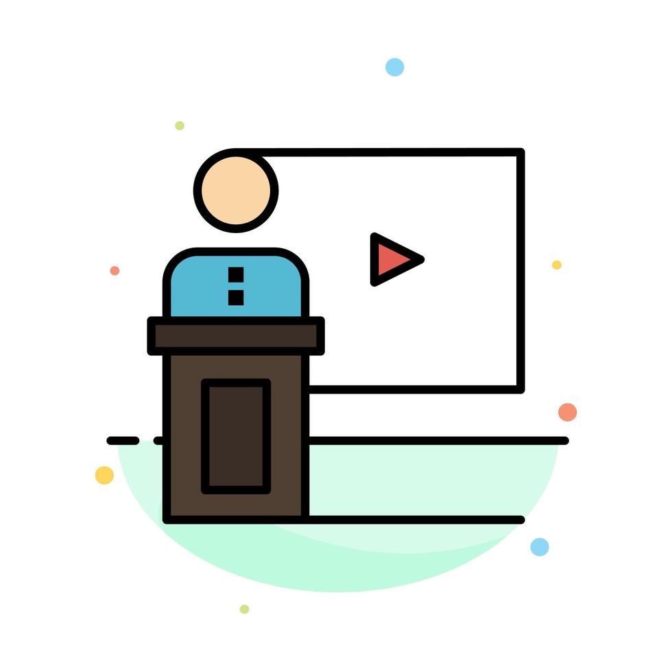 Conference Business Event Presentation Room Speaker Speech Abstract Flat Color Icon Template vector