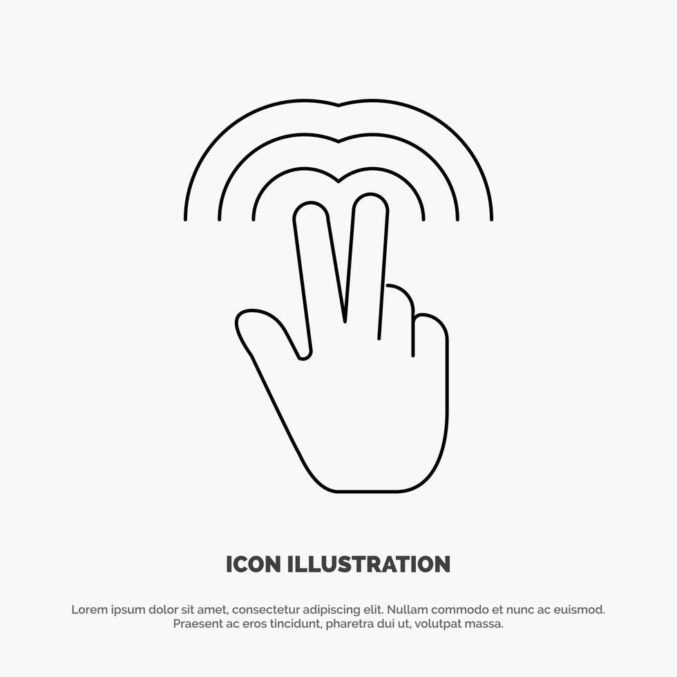 Double Gestures Hand Tab Line Icon Vector