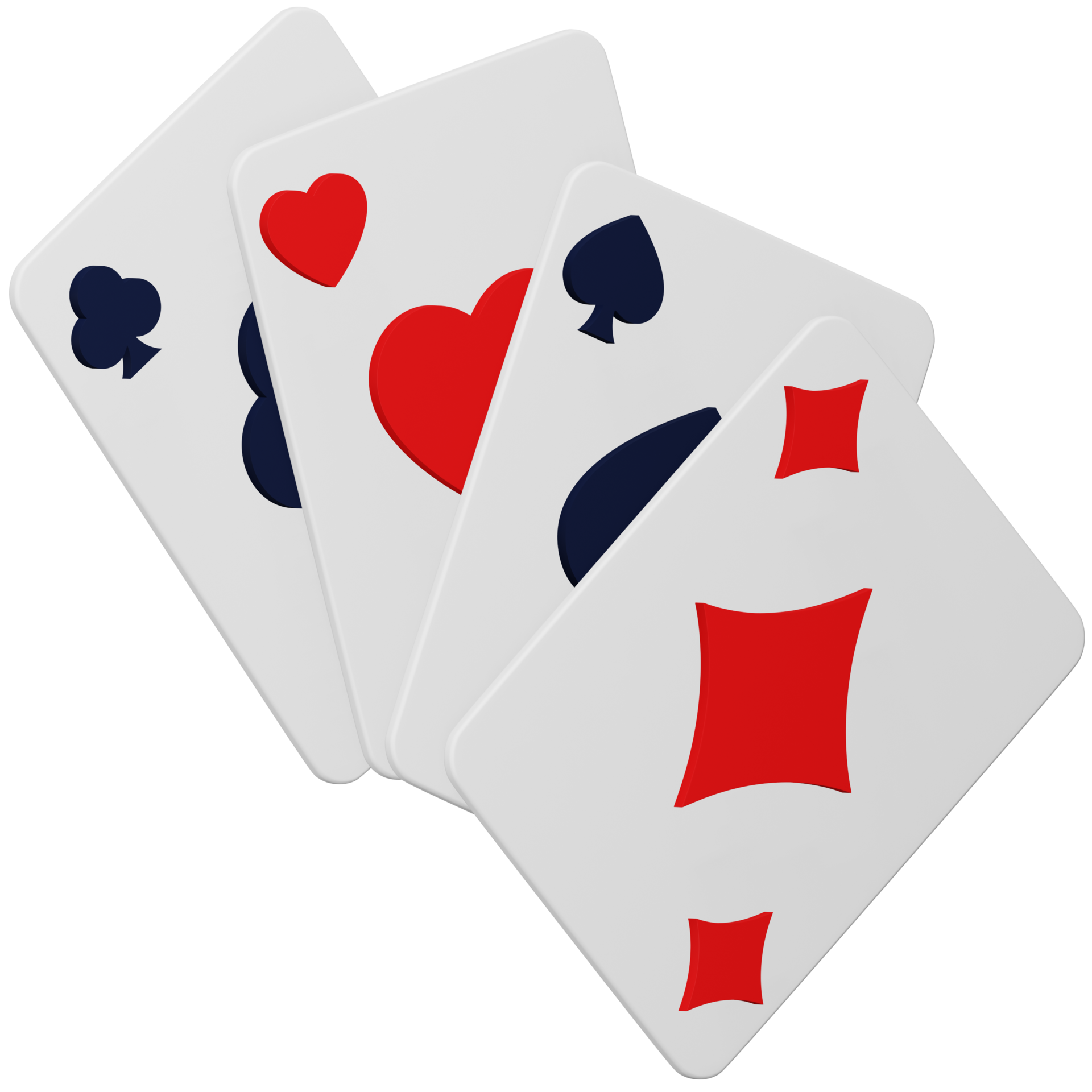Jogo de pôquer de cartas de baralho de quatro ases símbolos de jogos de  azar 3d realistas clubes e espaços corações e diamantes cartão de pôquer de  cassino renderização em 3d