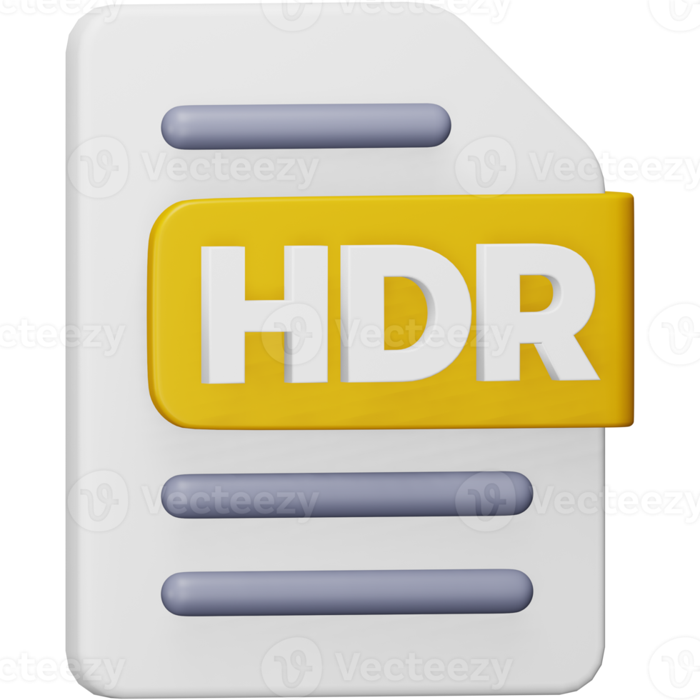 formato de arquivo hdr ícone isométrico de renderização 3d. png