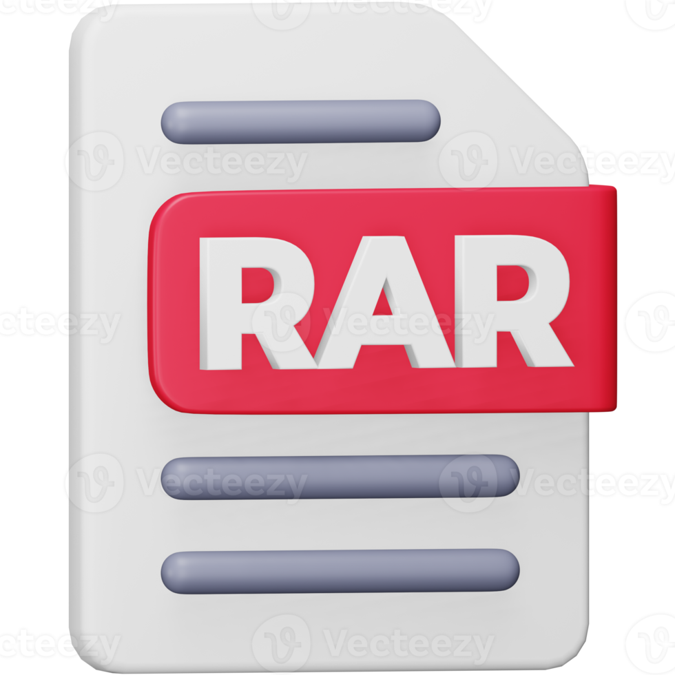 Rar file format 3d rendering isometric icon. png
