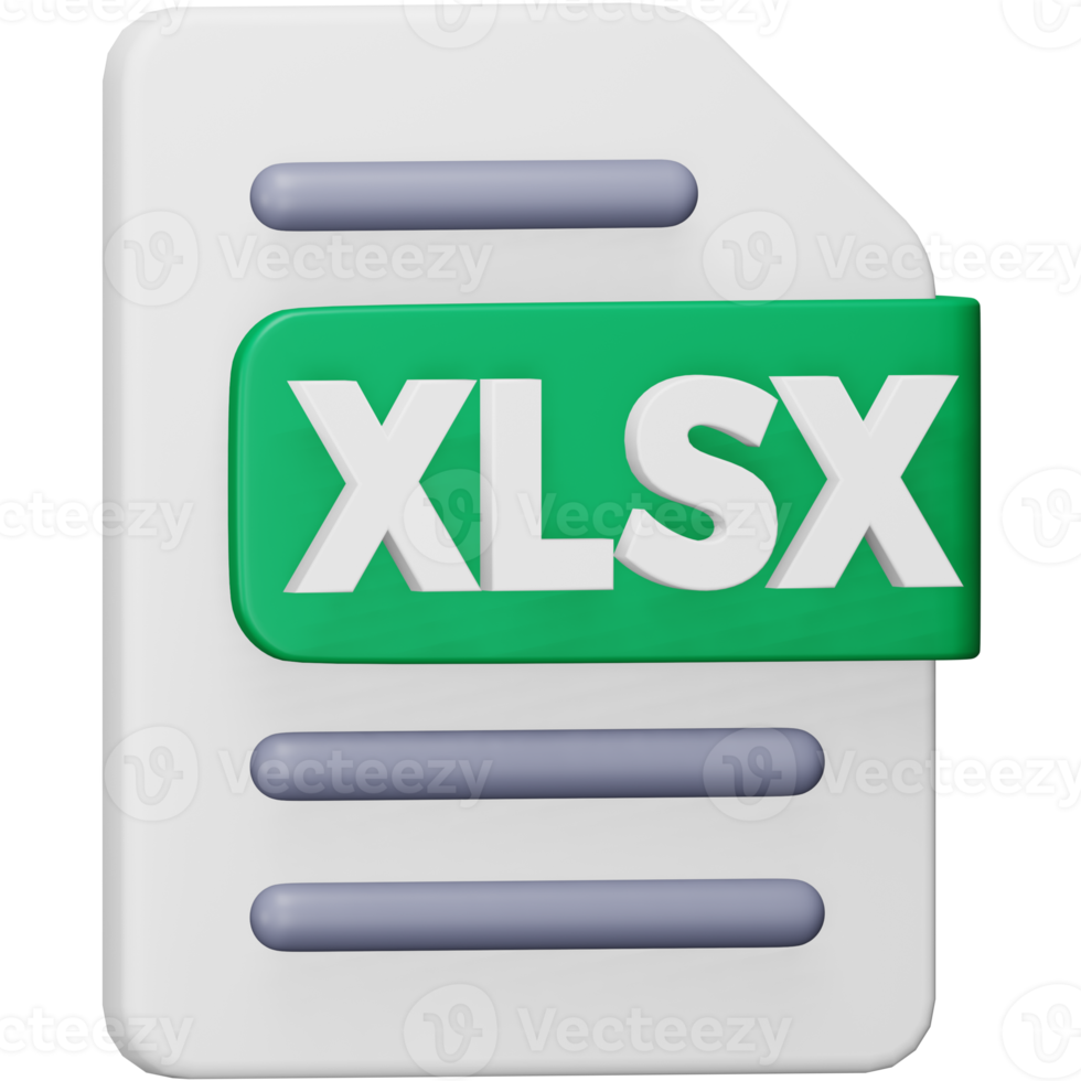 Xlsx file format 3d rendering isometric icon. png