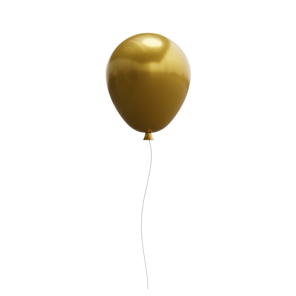 3d golden balloon. 3d rendering. png