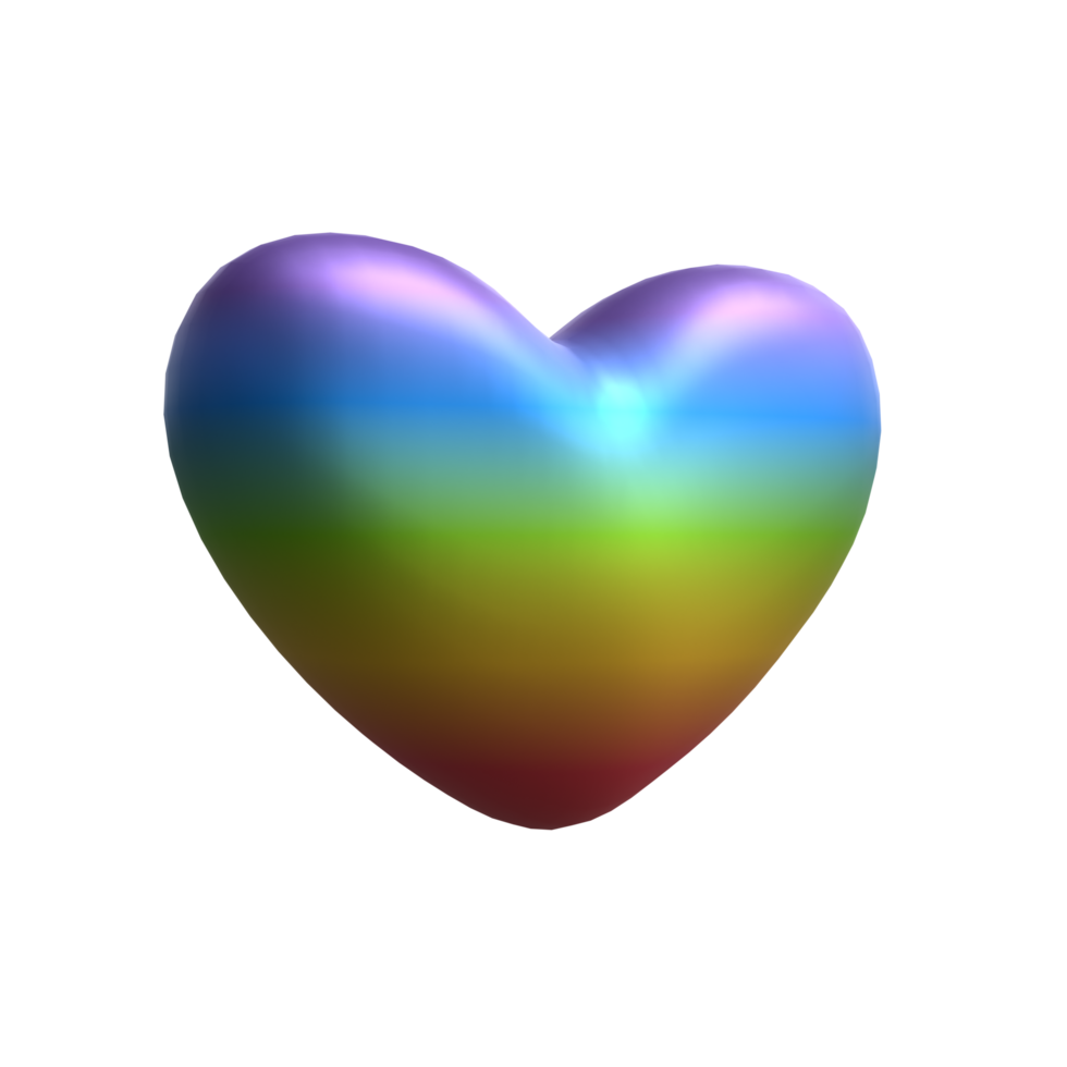 3d rainbow heart. 3d rendering. png