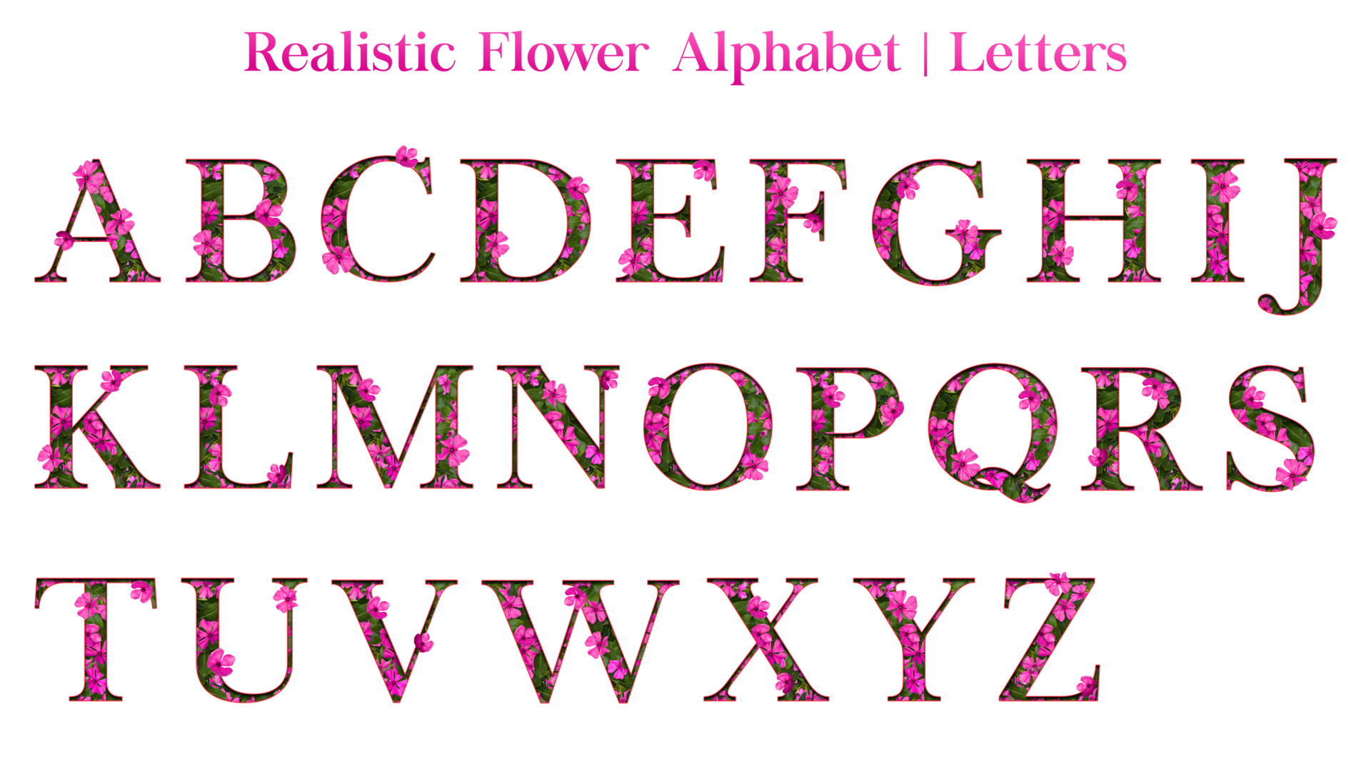 Realistic Flower Alphabet Set in Uppercase Letters from A to Z 15082050 PNG