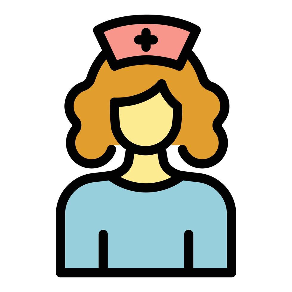 estudiante trabajo médico enfermera icono color contorno vector