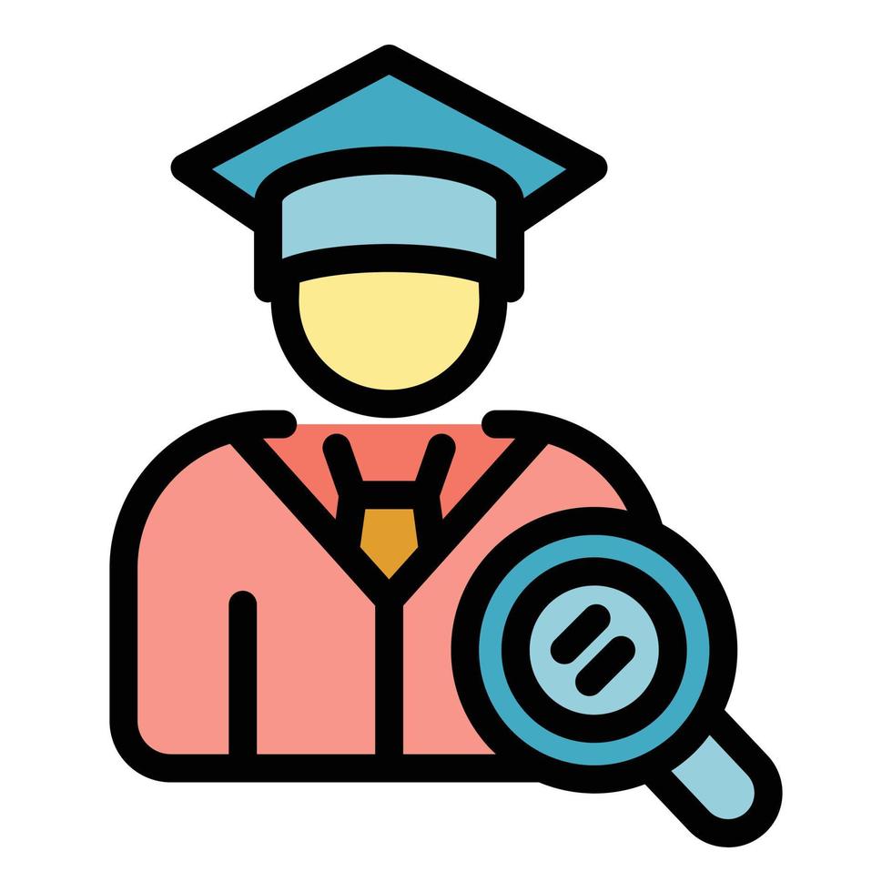 vector de contorno de color de icono de estudiante graduado