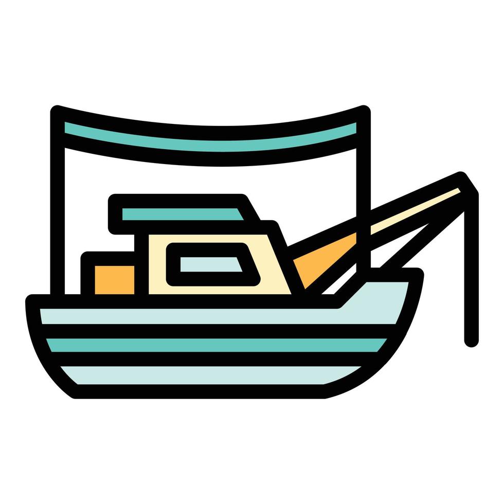 Fishing boat icon color outline vector