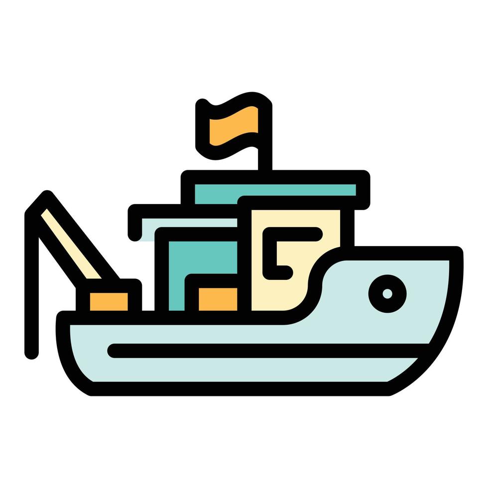 Ocean fishing boat icon color outline vector