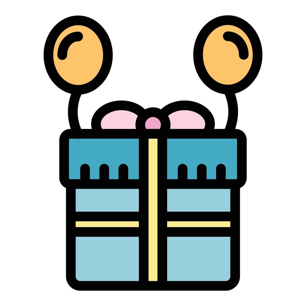 Surprise with balls icon color outline vector