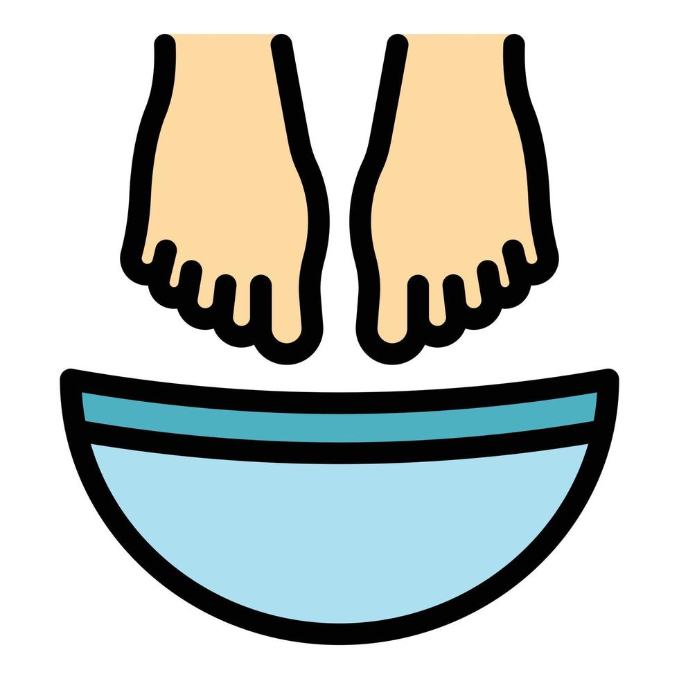 vector de contorno de color de icono de baño de pies de desintoxicación