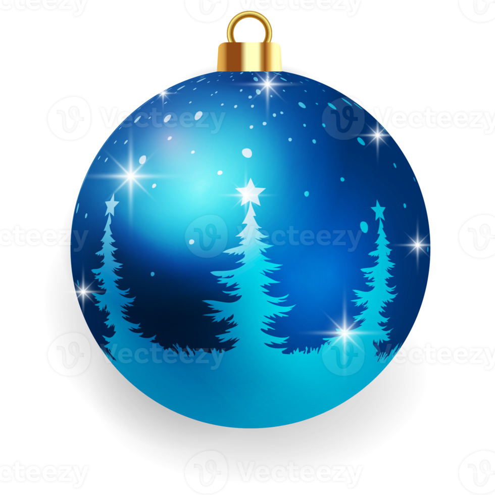 Metallic Blue Christmas Ball. png