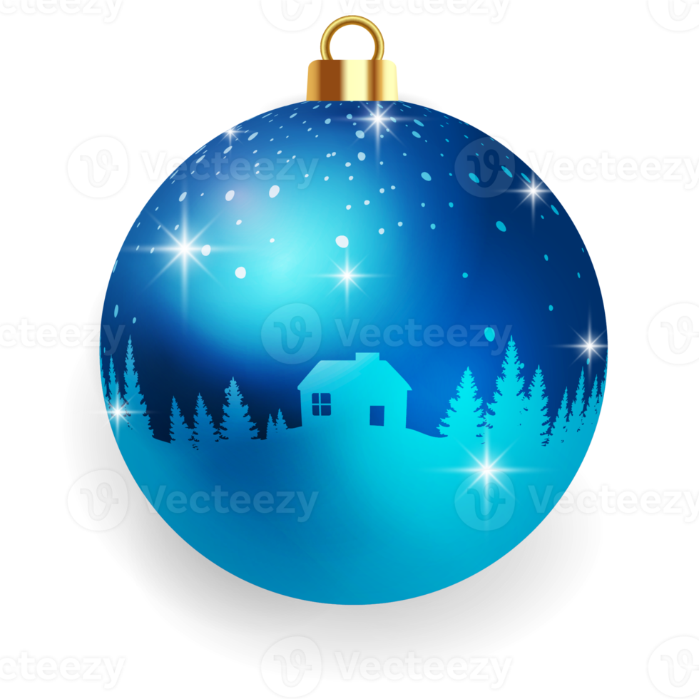 Metallic Blue Christmas Ball. png