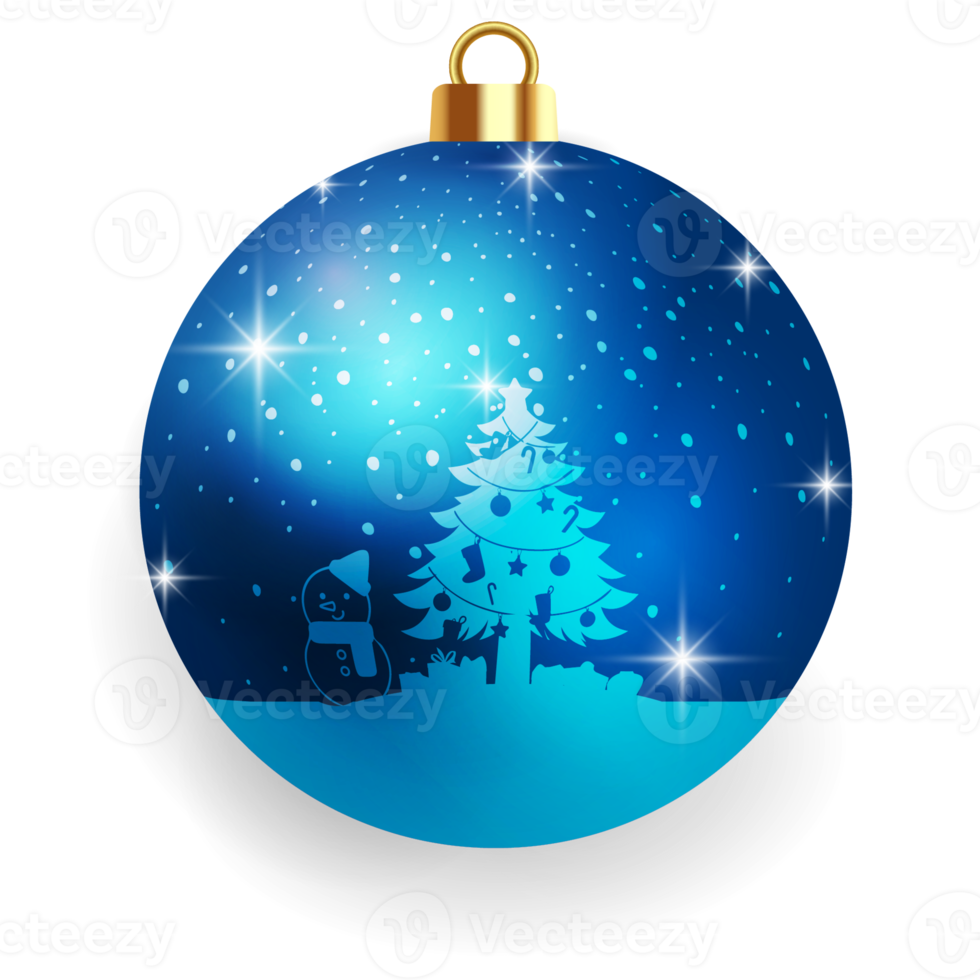 Metallic Blue Christmas Ball. png