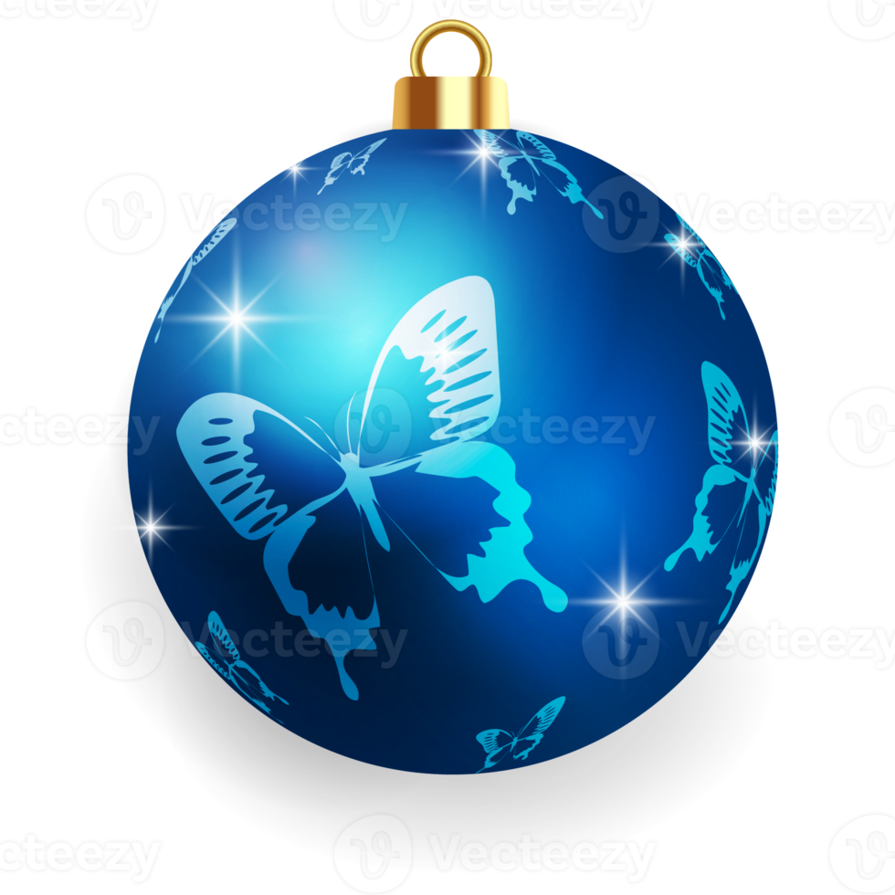 Metallic Blue Christmas Ball. png