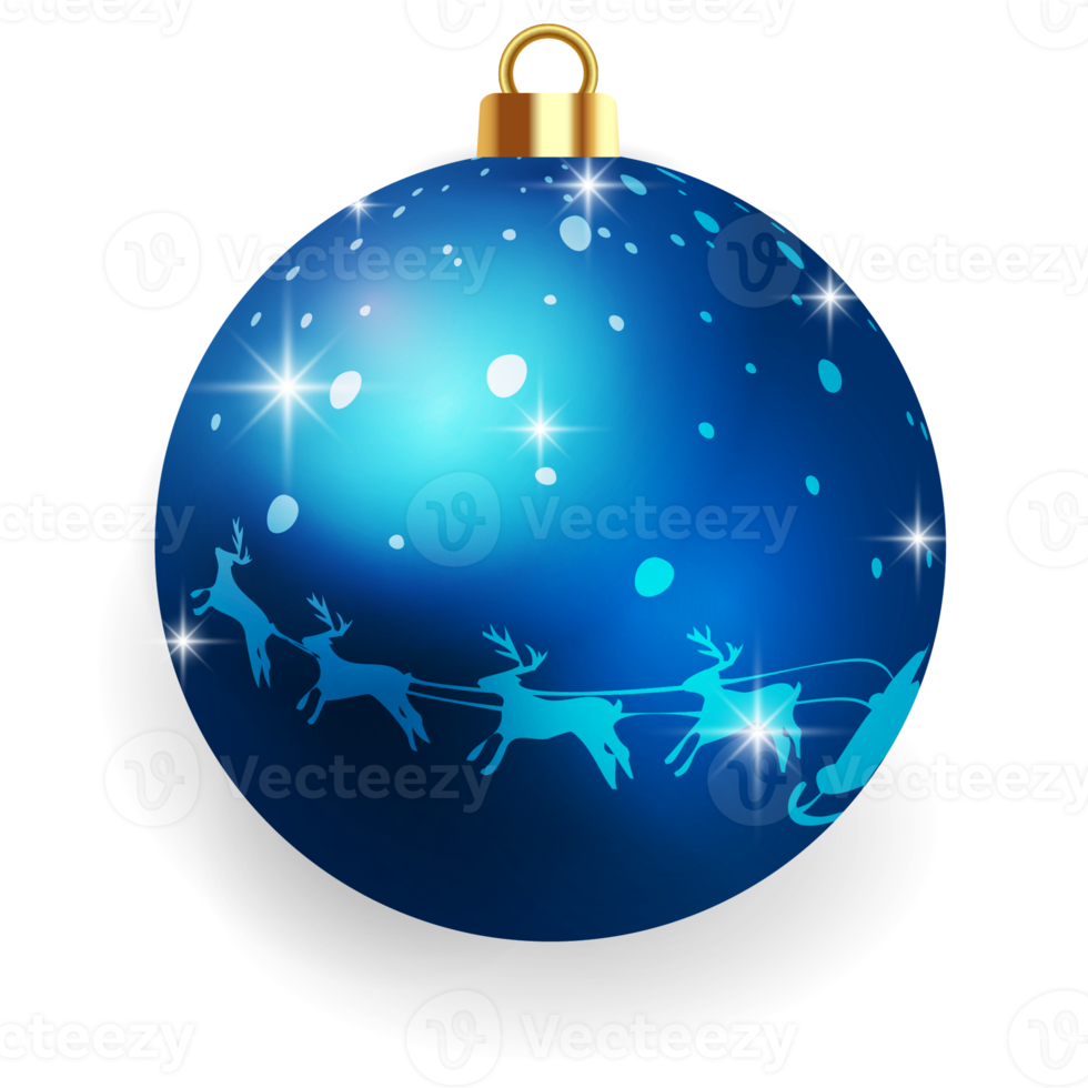 Metallic Blue Christmas Ball. png