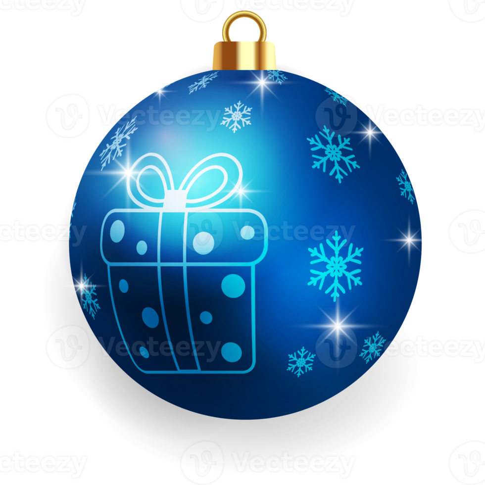 Metallic Blue Christmas Ball. png