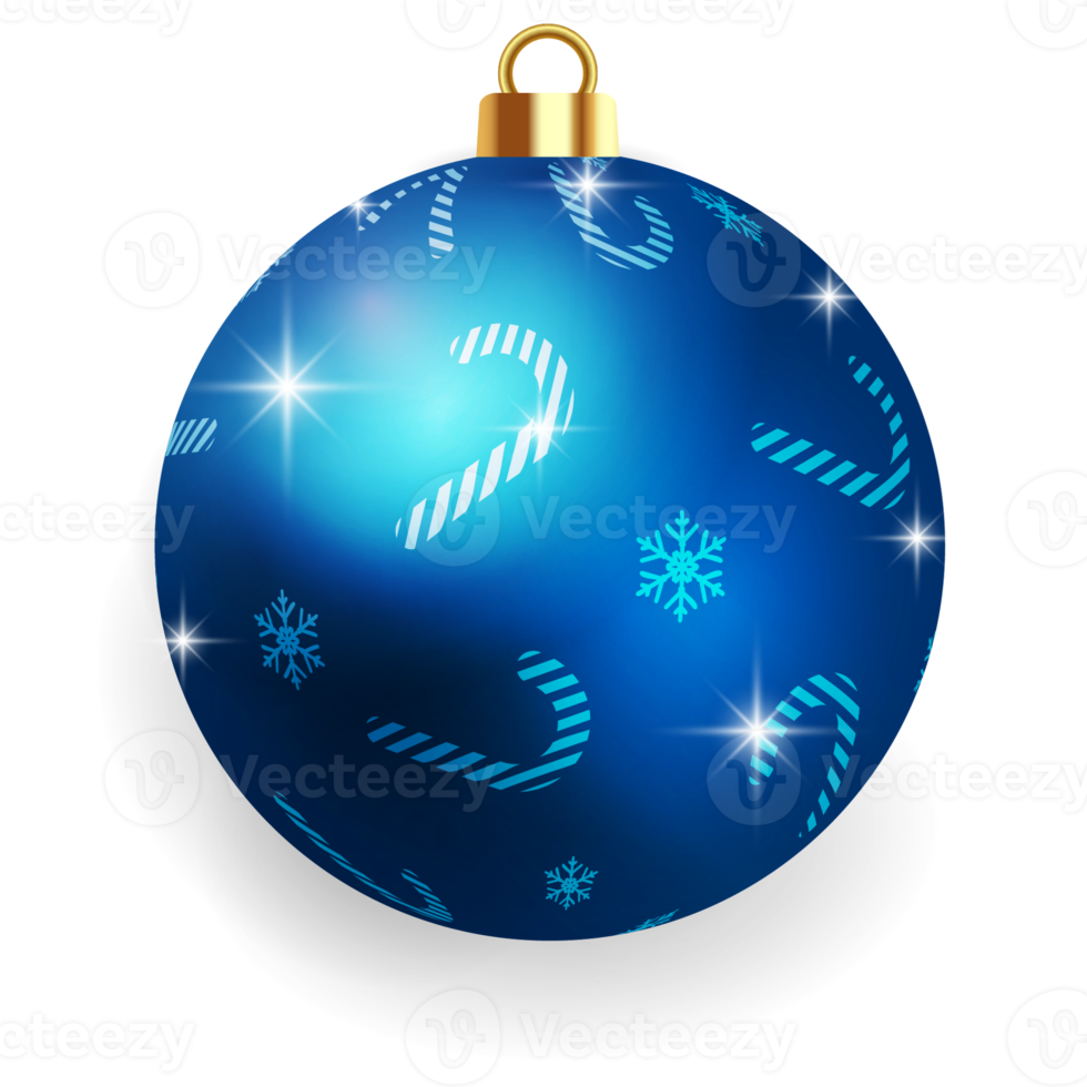 Metallic Blue Christmas Ball. png