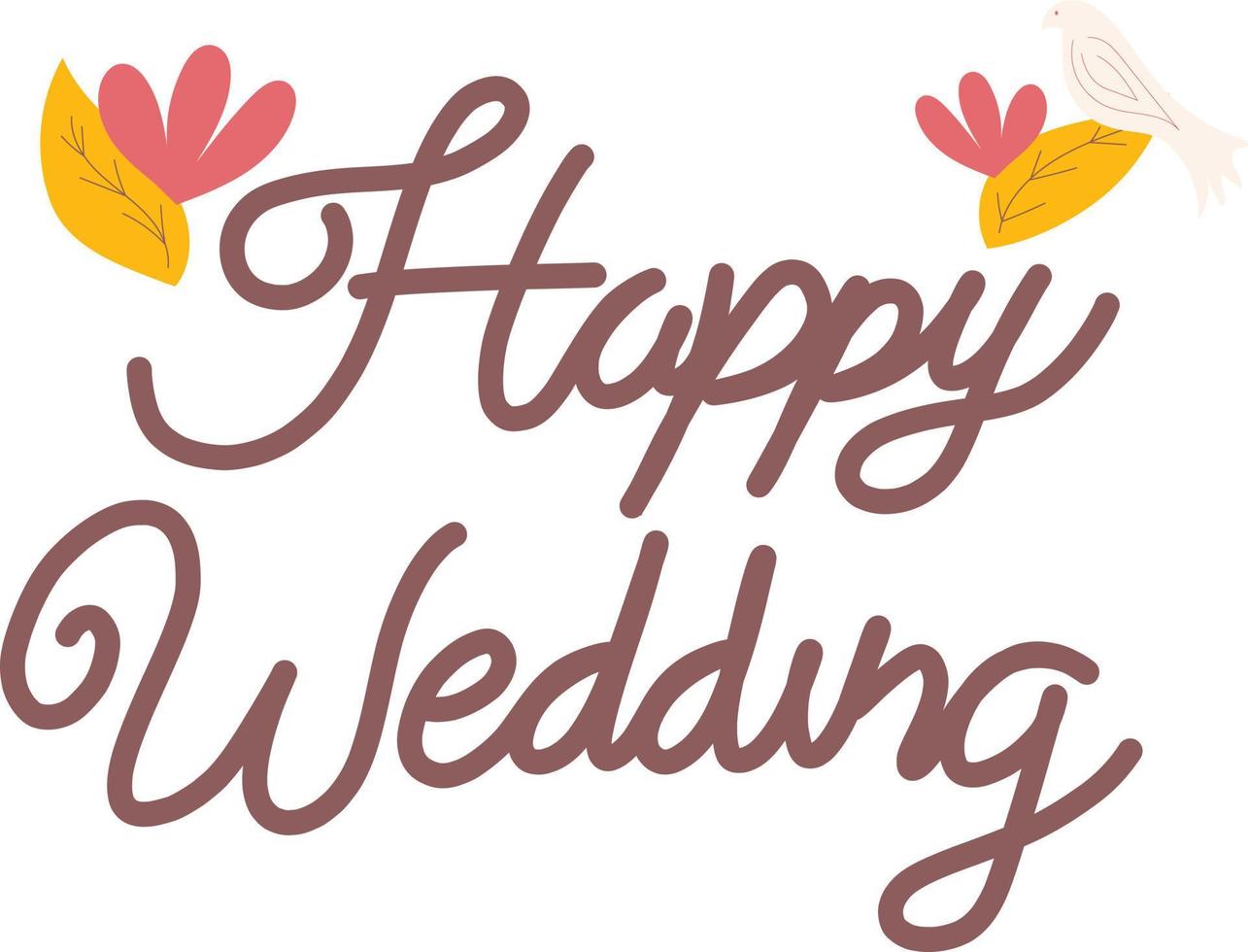 Happy wedding typography illustration vector